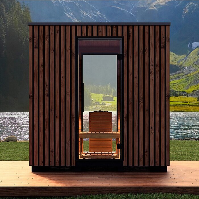 Moderne Außensauna | Moderne Sauna aus Thermoholz – Sana
